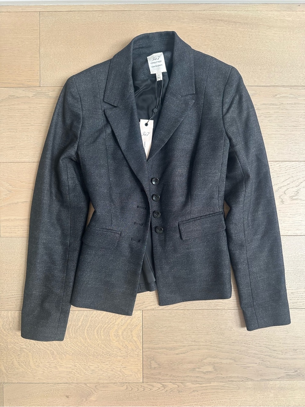 cinq a sept Women's Dark Gray Denim Scrunched Canon Jacket